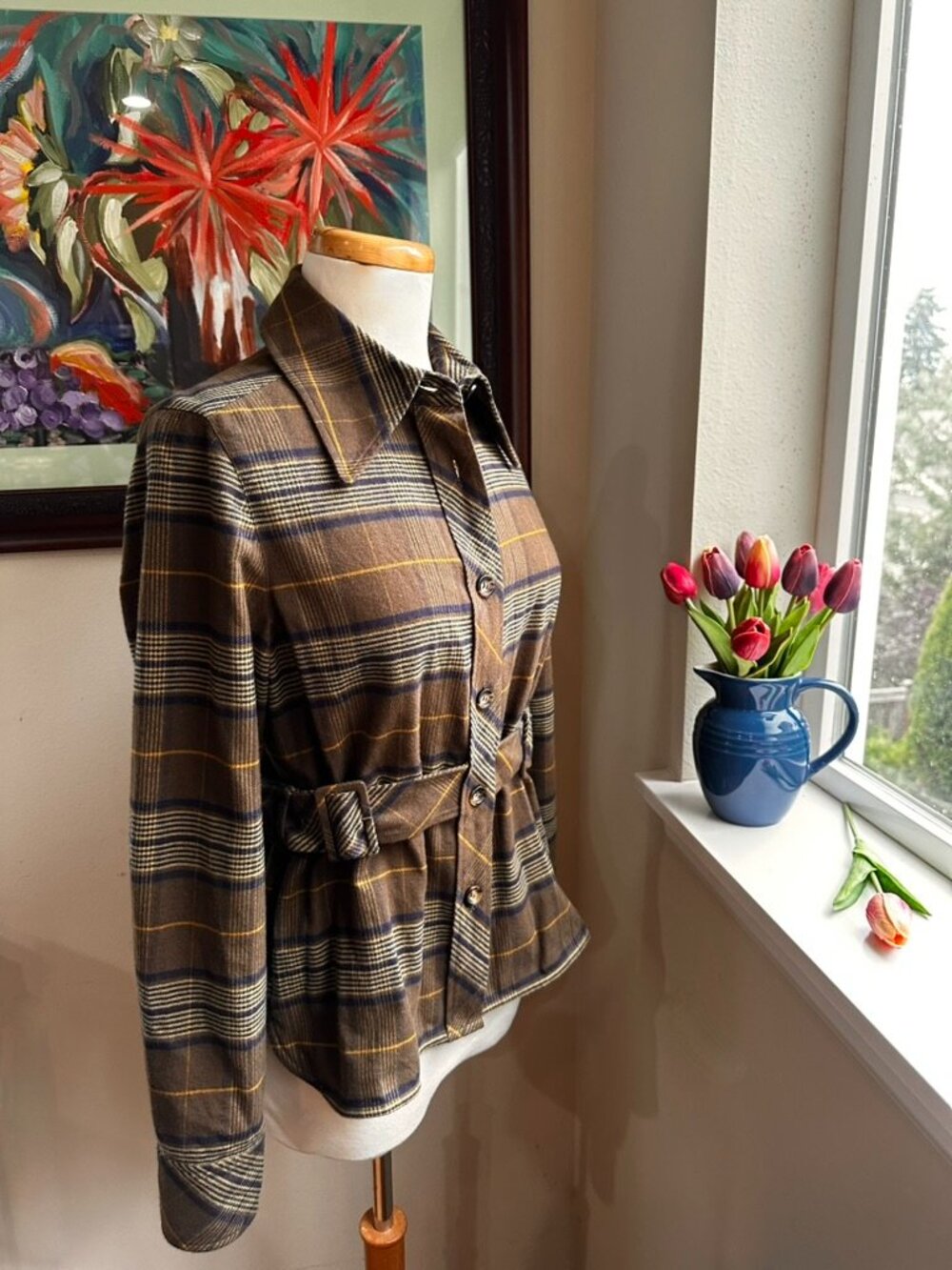 The Plaid Shirt by Mark Jacobs in Brown/Olive Green Flannel - Size 6